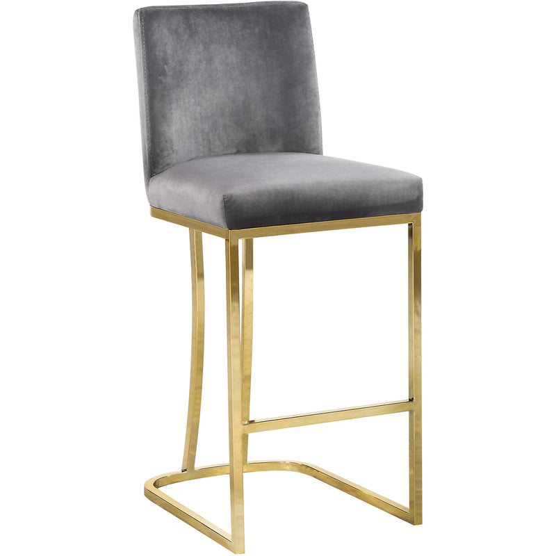 Meridian Heidi Grey Velvet Stool IMAGE 1