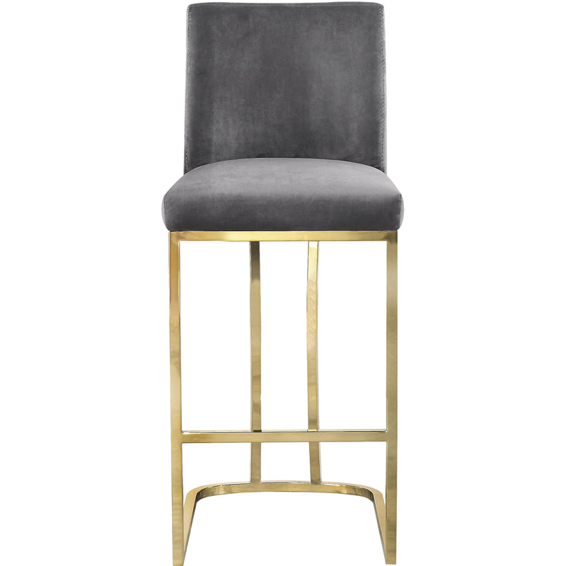 Meridian Heidi Grey Velvet Stool IMAGE 2