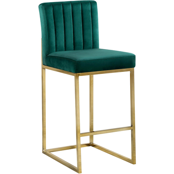 Meridian Giselle Green Velvet Stool IMAGE 1