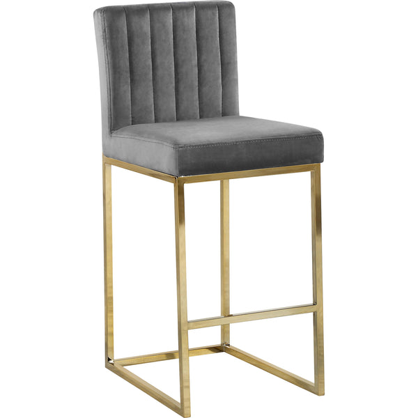 Meridian Giselle Grey Velvet Stool IMAGE 1