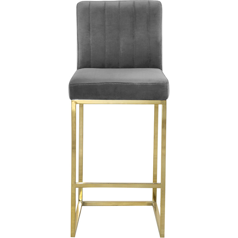 Meridian Giselle Grey Velvet Stool IMAGE 2