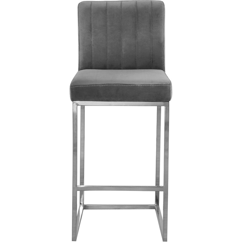 Meridian Giselle Grey Velvet Stool IMAGE 2