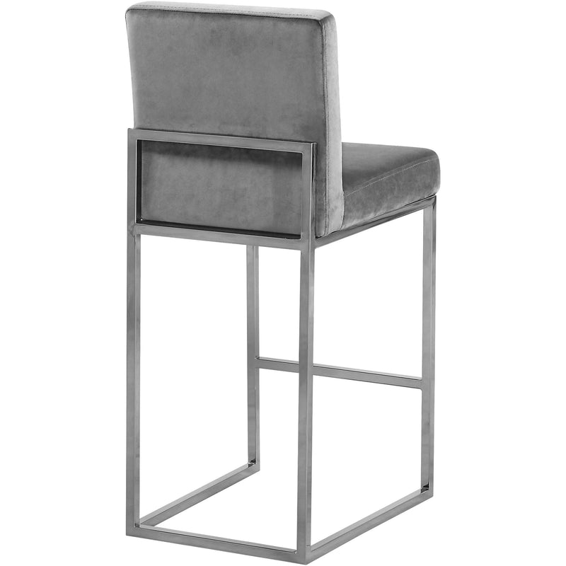 Meridian Giselle Grey Velvet Stool IMAGE 3