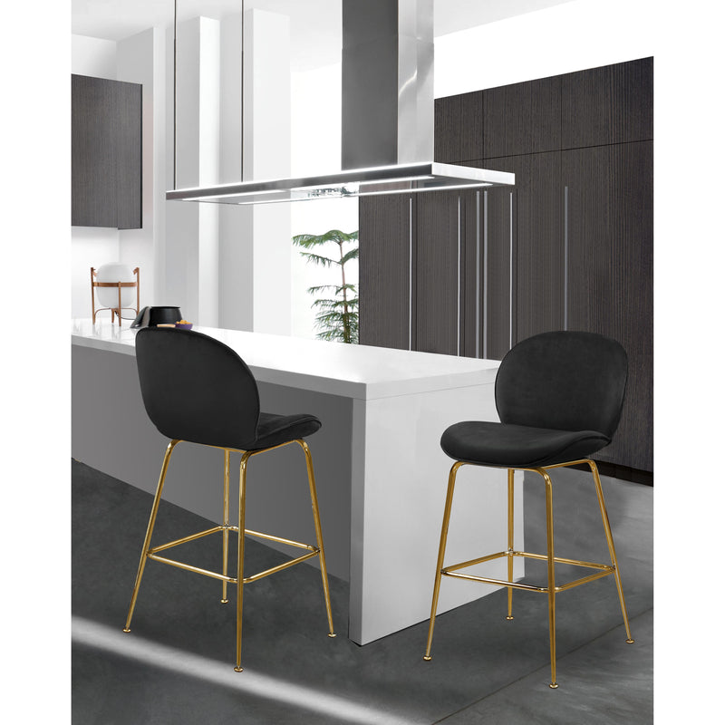 Meridian Paris Black Velvet Stool IMAGE 4