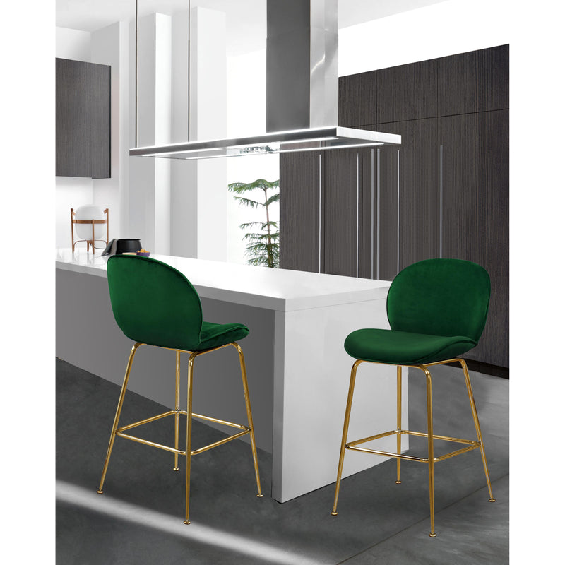 Meridian Paris Green Velvet Stool IMAGE 4