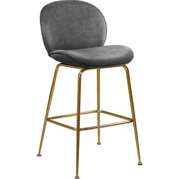 Meridian Paris Grey Velvet Stool IMAGE 1