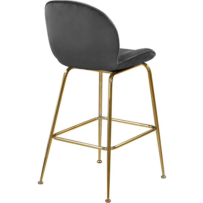 Meridian Paris Grey Velvet Stool IMAGE 3