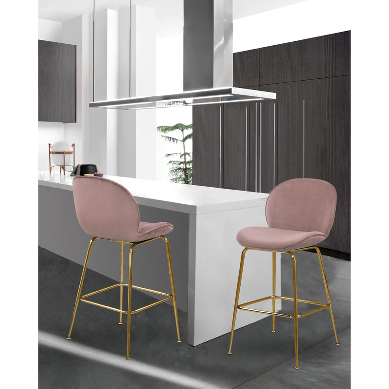 Meridian Paris Pink Velvet Stool IMAGE 4