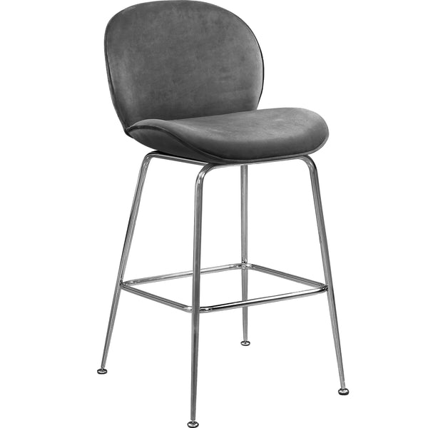 Meridian Paris Grey Velvet Stool IMAGE 1