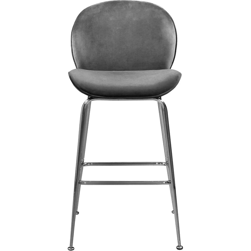 Meridian Paris Grey Velvet Stool IMAGE 2