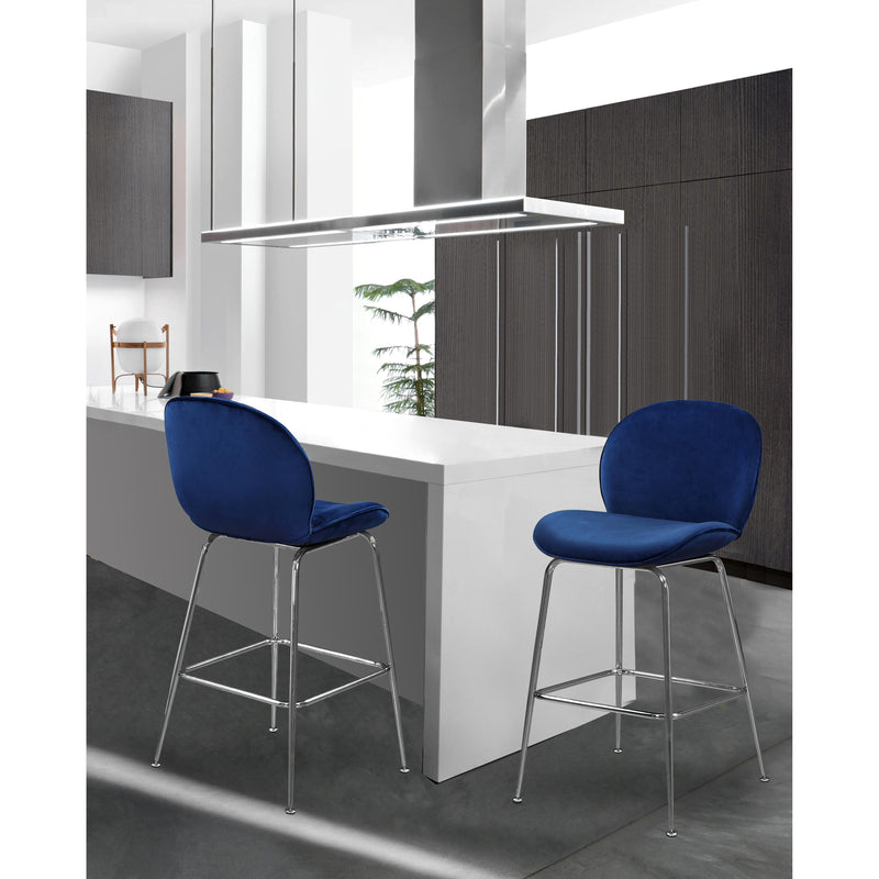 Meridian Paris Navy Velvet Stool IMAGE 4