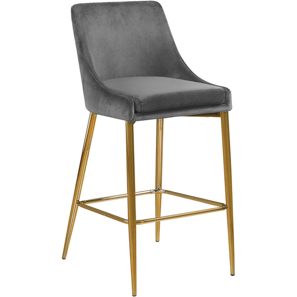 Meridian Karina Grey Velvet Stool IMAGE 1