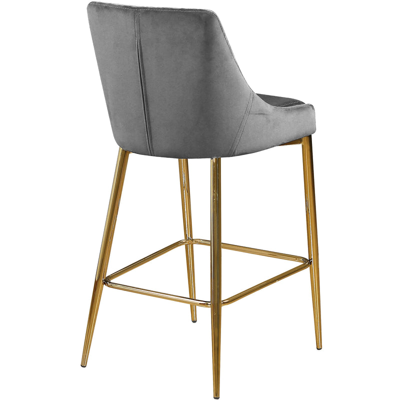 Meridian Karina Grey Velvet Stool IMAGE 3