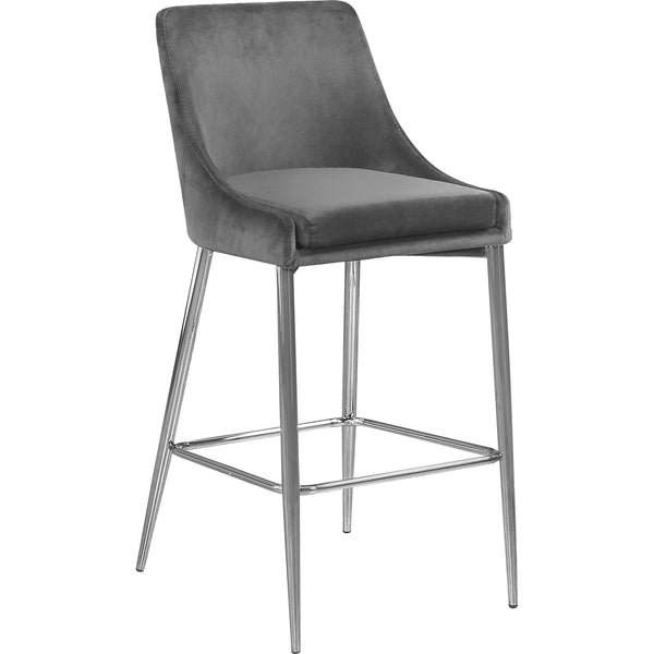 Meridian Karina Grey Velvet Stool IMAGE 1