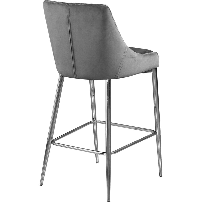 Meridian Karina Grey Velvet Stool IMAGE 3