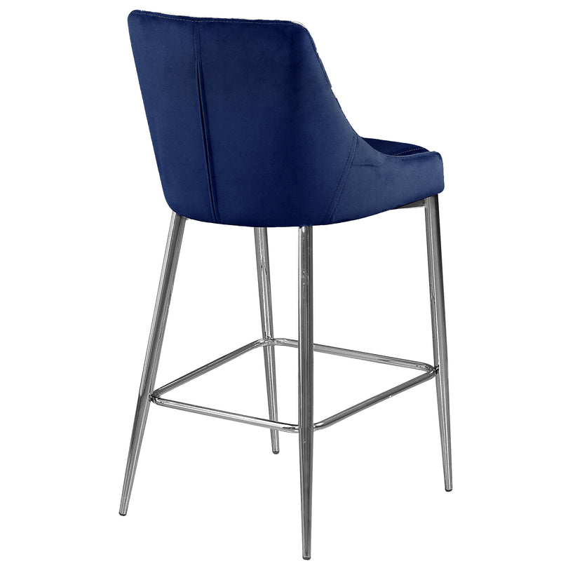 Meridian Karina Navy Velvet Stool IMAGE 3