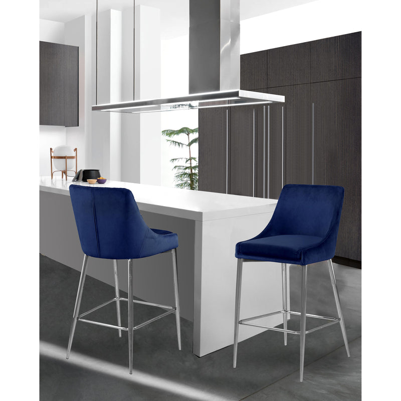 Meridian Karina Navy Velvet Stool IMAGE 4