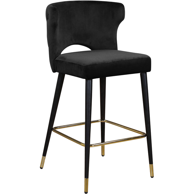 Meridian Kelly Black Velvet Stool IMAGE 1