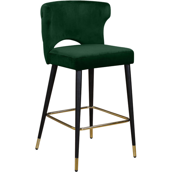 Meridian Kelly Green Velvet Stool IMAGE 1