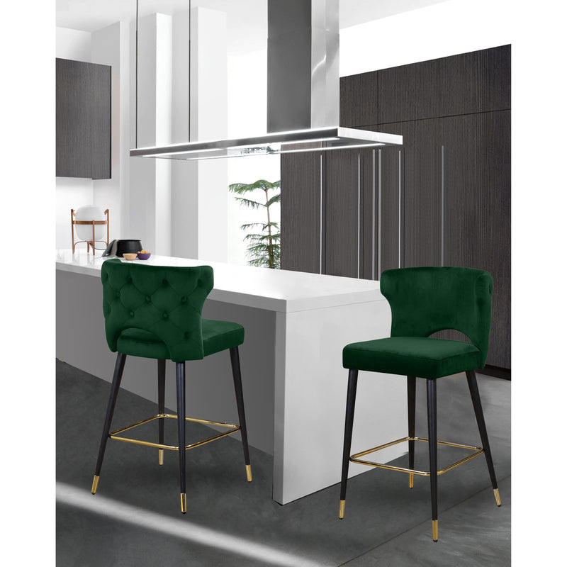 Meridian Kelly Green Velvet Stool IMAGE 4