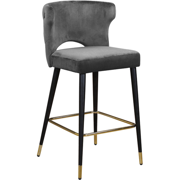 Meridian Kelly Grey Velvet Stool IMAGE 1