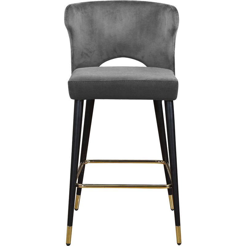 Meridian Kelly Grey Velvet Stool IMAGE 2