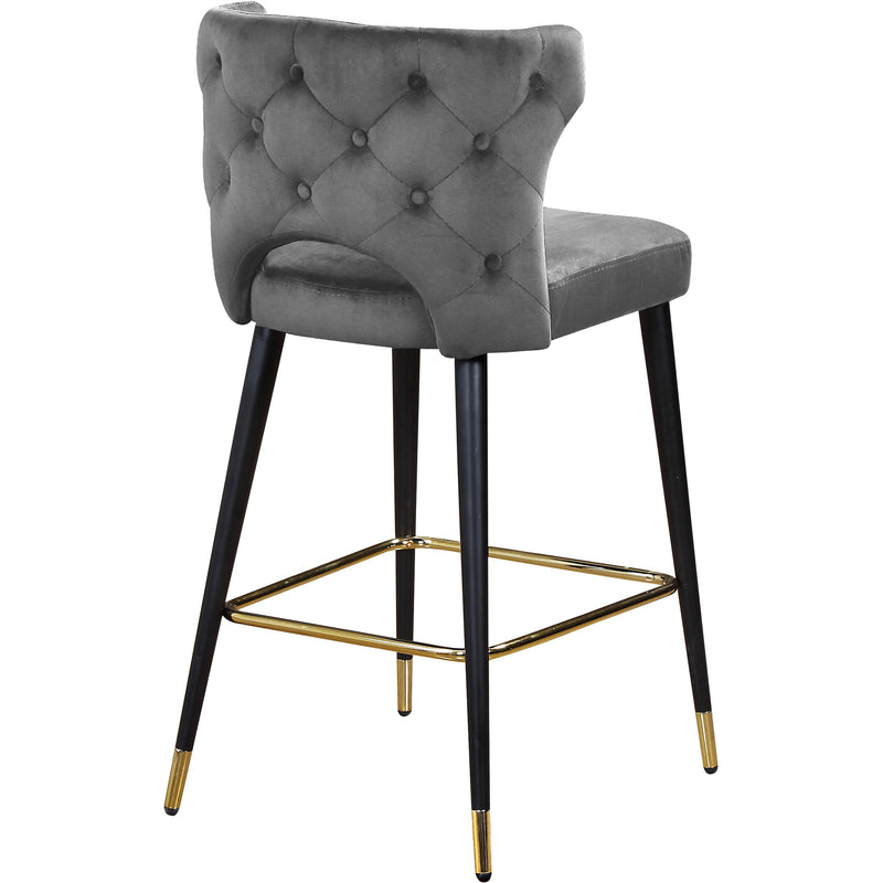 Meridian Kelly Grey Velvet Stool IMAGE 3