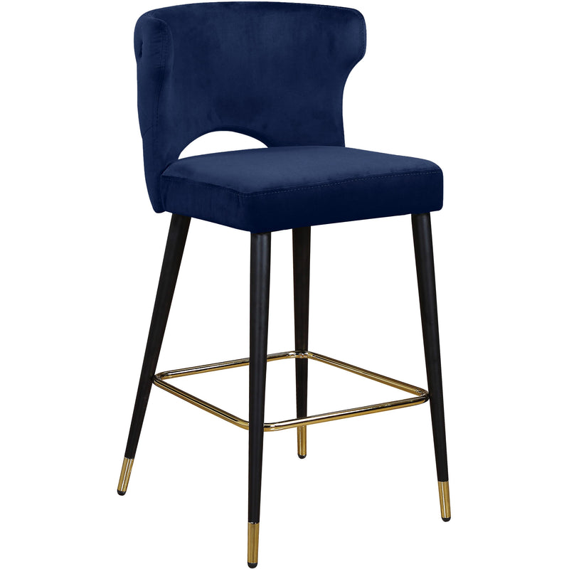 Meridian Kelly Navy Velvet Stool IMAGE 1