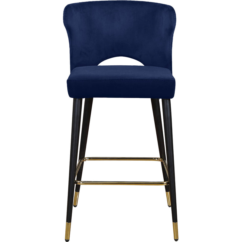 Meridian Kelly Navy Velvet Stool IMAGE 2