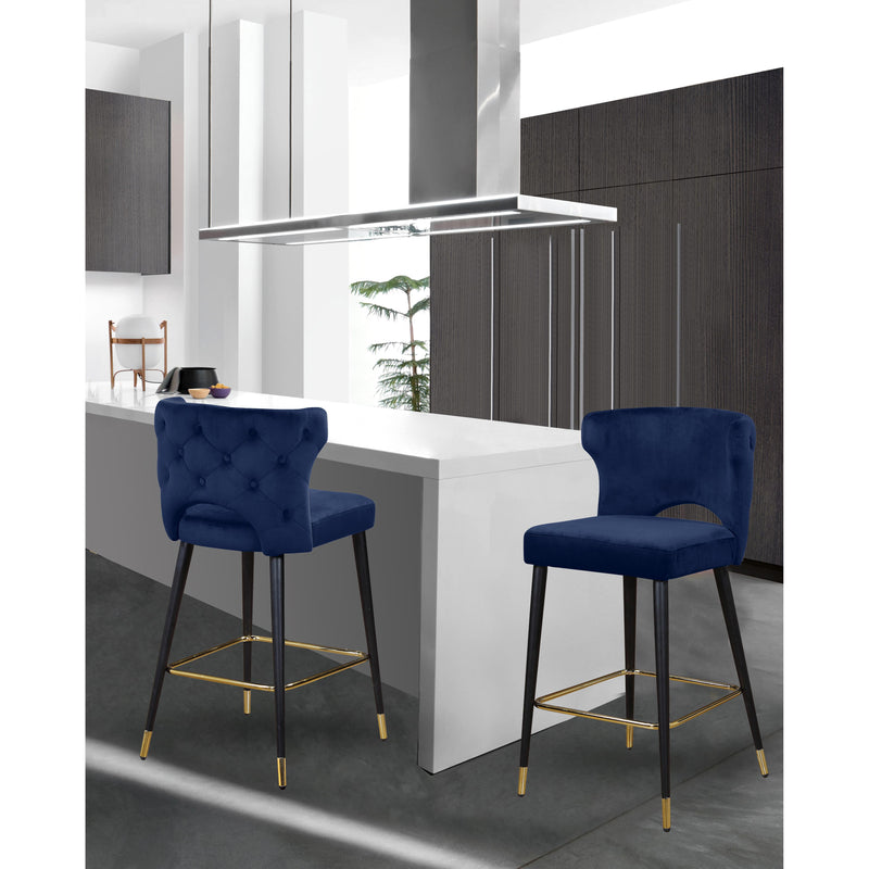 Meridian Kelly Navy Velvet Stool IMAGE 4