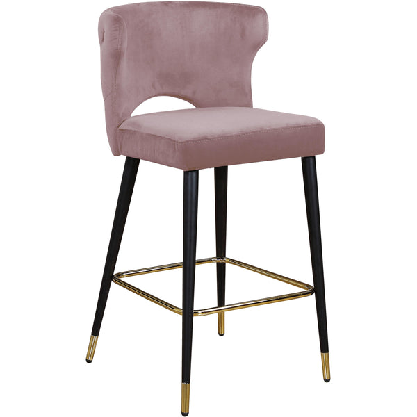 Meridian Kelly Pink Velvet Stool IMAGE 1