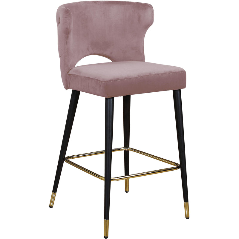 Meridian Kelly Pink Velvet Stool IMAGE 1