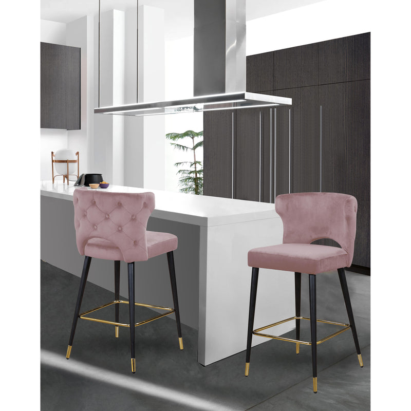 Meridian Kelly Pink Velvet Stool IMAGE 4