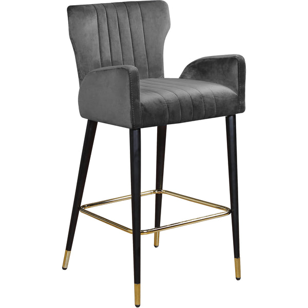 Meridian Luxe Grey Velvet Stool IMAGE 1