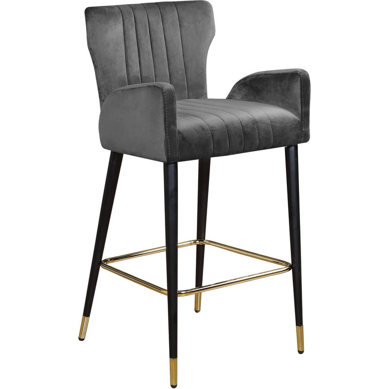 Meridian Luxe Grey Velvet Stool IMAGE 1