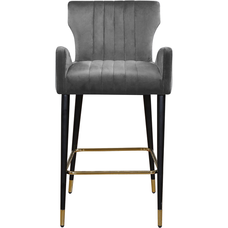 Meridian Luxe Grey Velvet Stool IMAGE 2