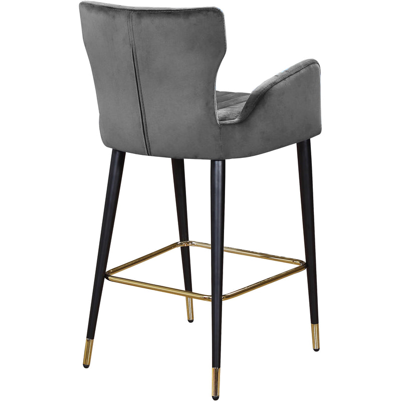 Meridian Luxe Grey Velvet Stool IMAGE 3