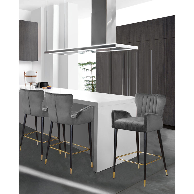 Meridian Luxe Grey Velvet Stool IMAGE 4