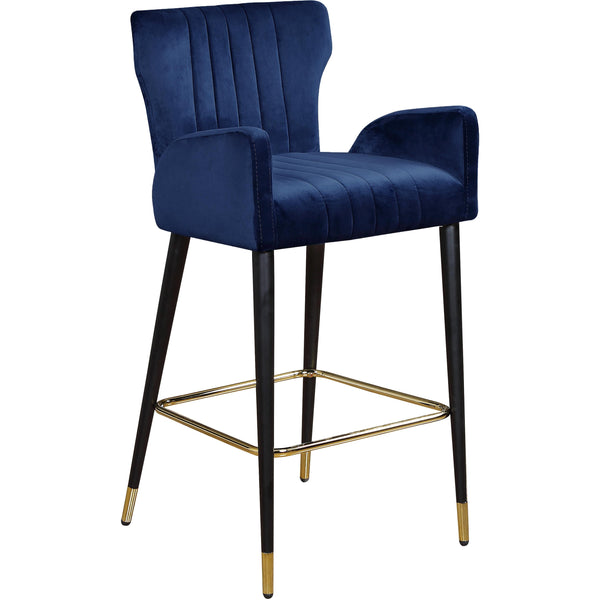 Meridian Luxe Navy Velvet Stool IMAGE 1