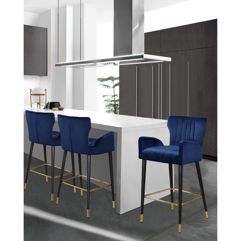 Meridian Luxe Navy Velvet Stool IMAGE 4