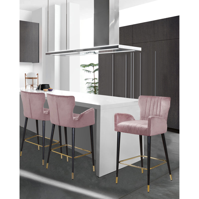 Meridian Luxe Pink Velvet Stool IMAGE 4