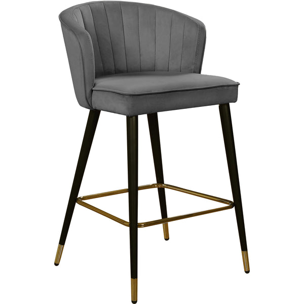 Meridian Cassie Grey Velvet Stool IMAGE 1