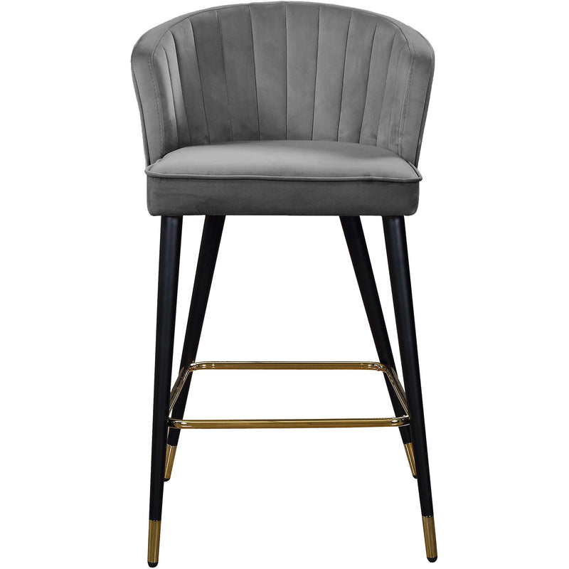 Meridian Cassie Grey Velvet Stool IMAGE 2