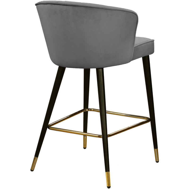 Meridian Cassie Grey Velvet Stool IMAGE 3