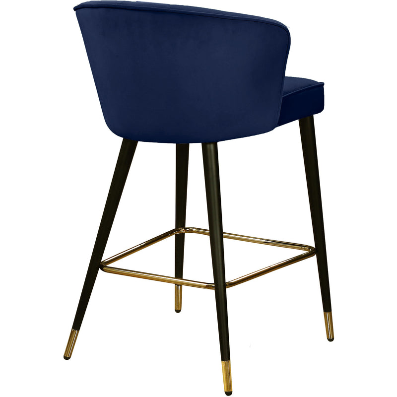 Meridian Cassie Navy Velvet Stool IMAGE 3