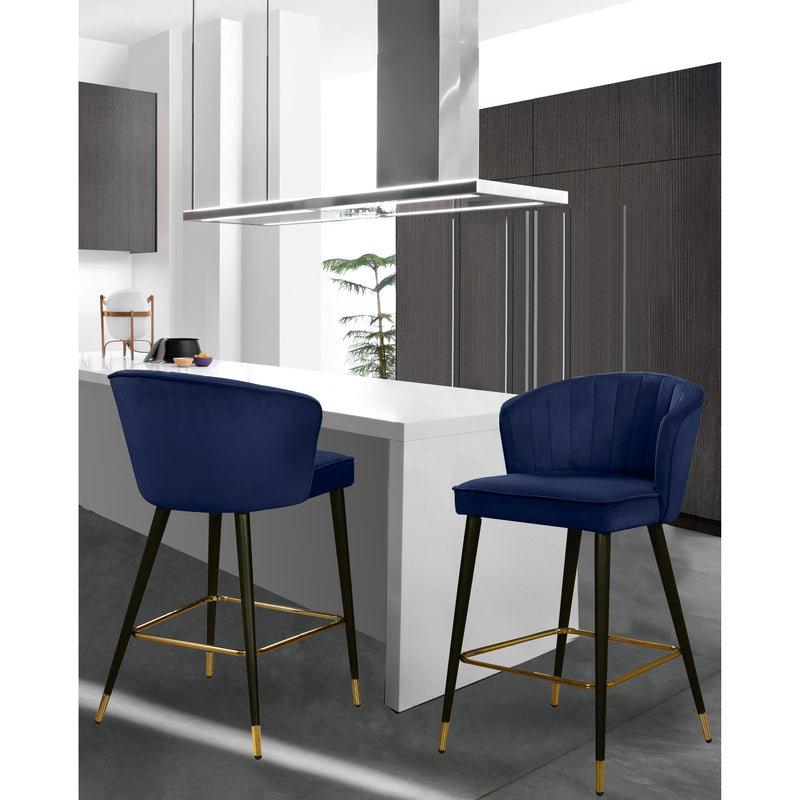 Meridian Cassie Navy Velvet Stool IMAGE 4