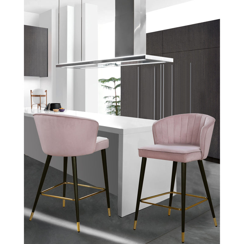 Meridian Cassie Pink Velvet Stool IMAGE 4