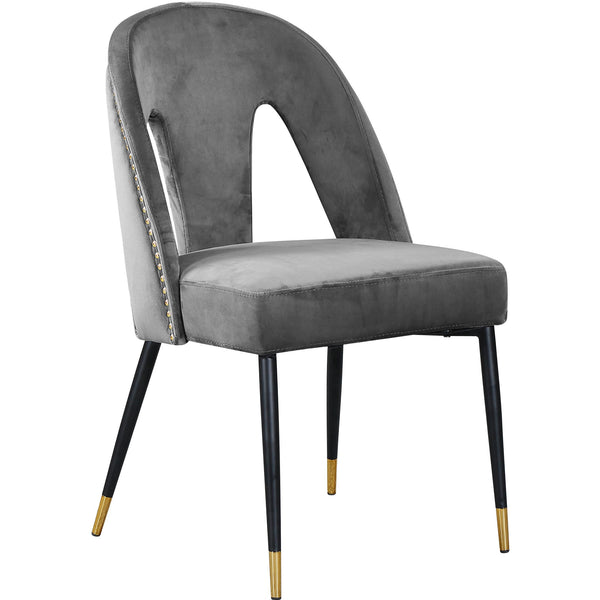 Meridian Akoya Grey Velvet Dining Chair IMAGE 1