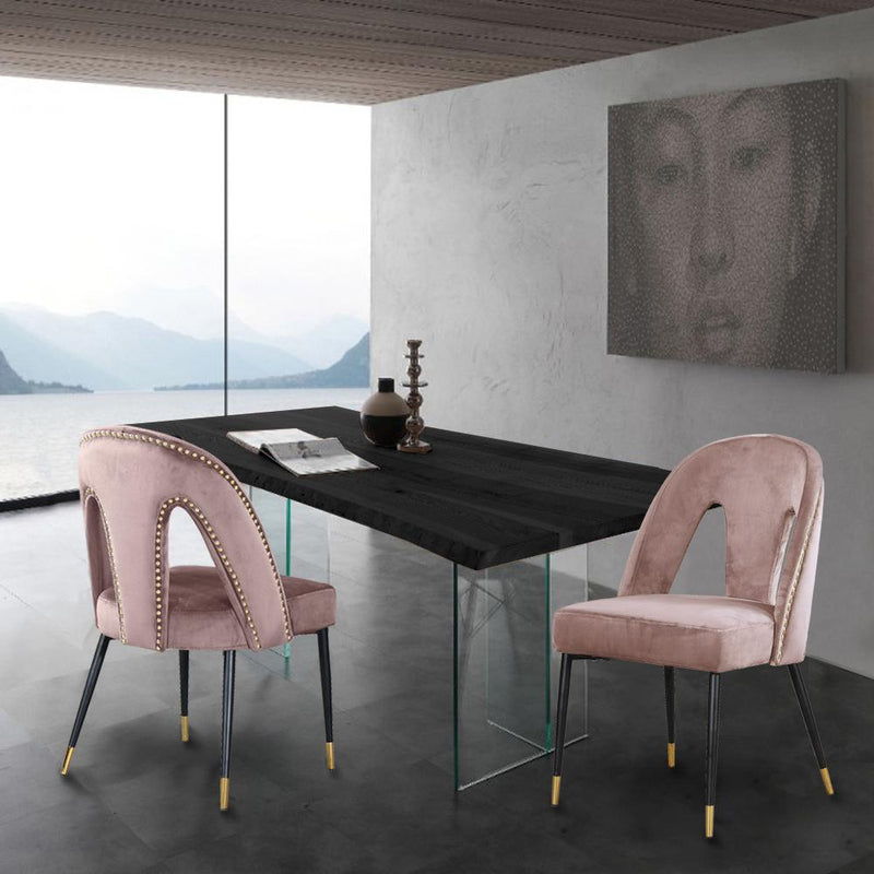 Meridian Akoya Pink Velvet Dining Chair IMAGE 4