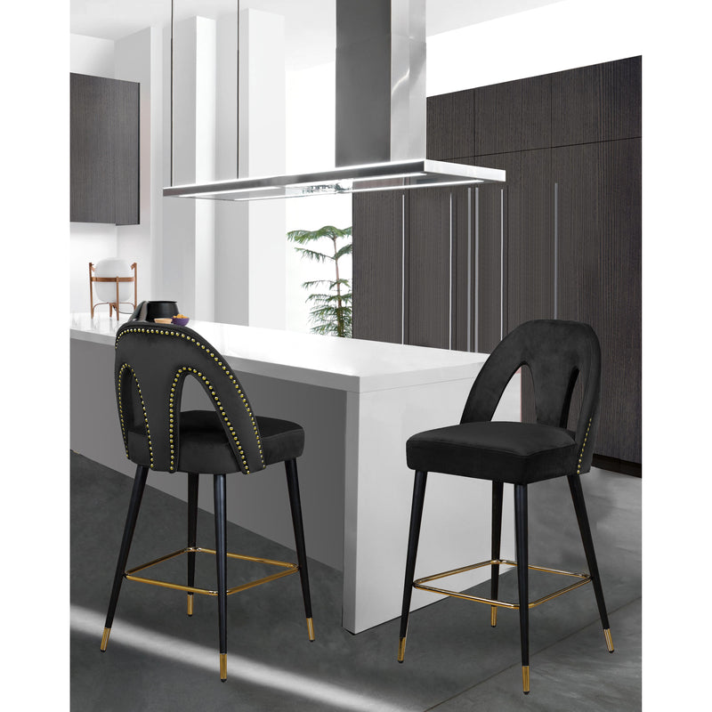 Meridian Akoya Black Velvet Stool IMAGE 4